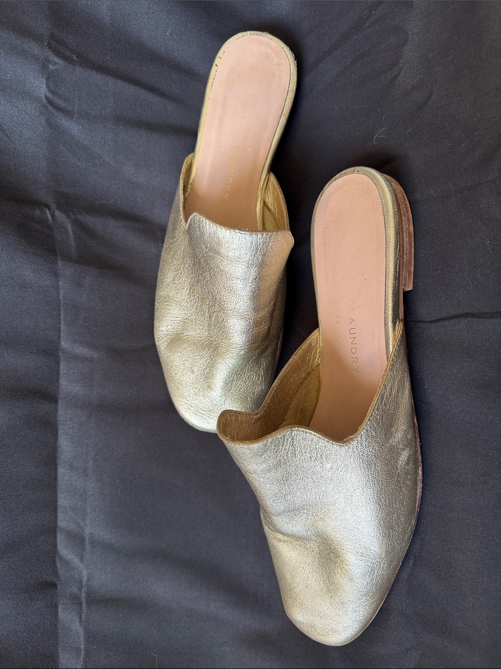 Gold Metallic Leather Slip-On Mules - Picture 2 of 4